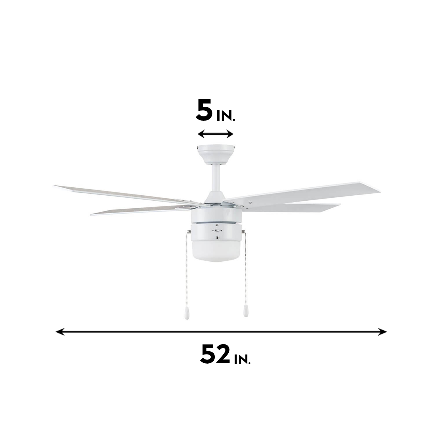52 Inch Chism, White, Pull Chain, Ceiling Fan by Prominence Home