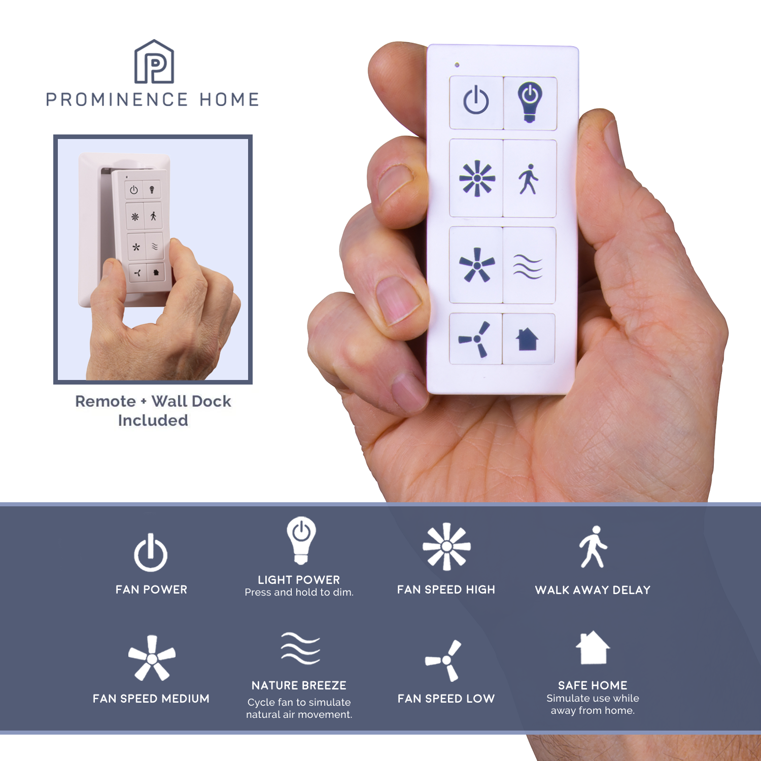 Fan Control Button Universal Ceiling Fan Remote Control Kit with Wall Mount, White ...