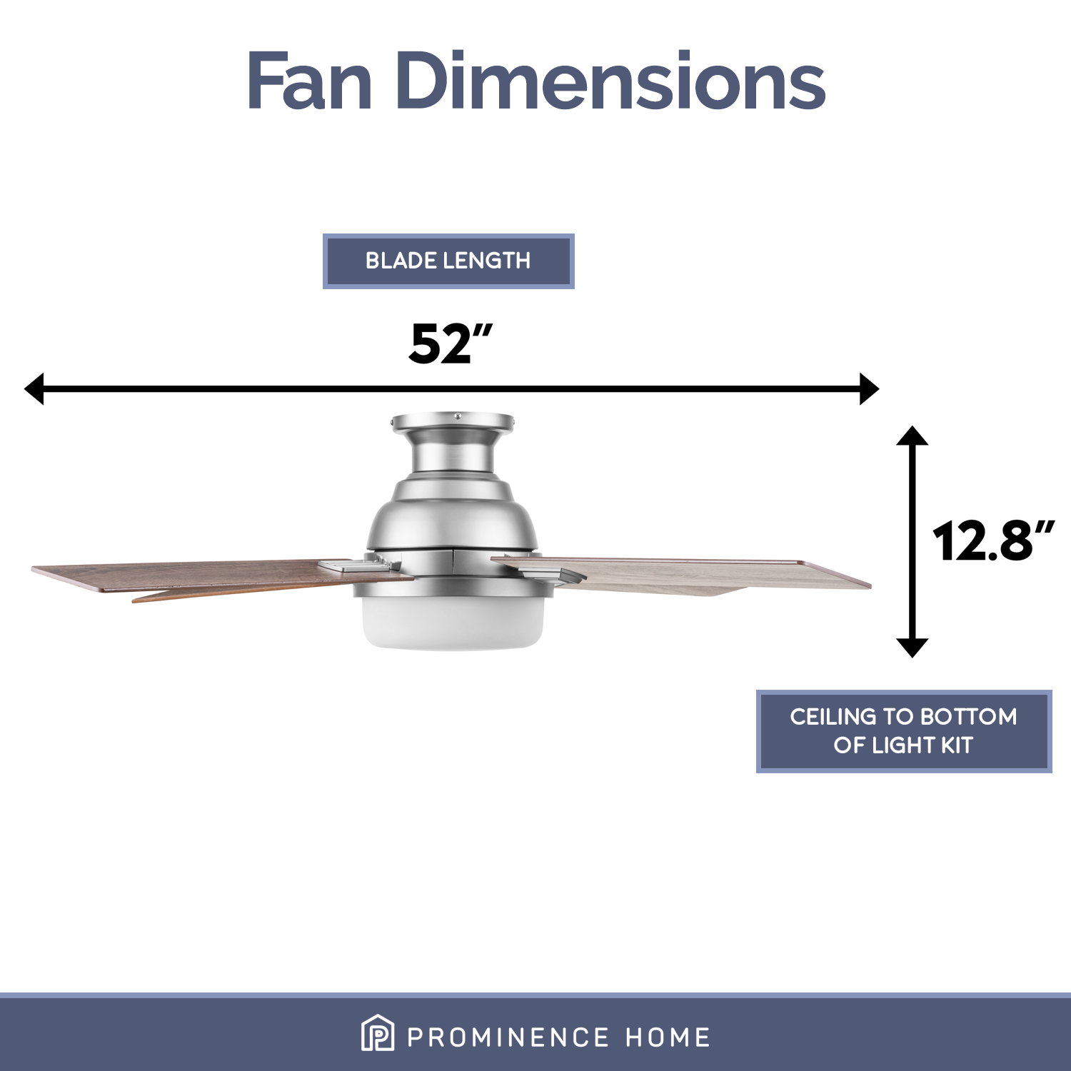 52 Inch Kyrra, Pewter, Remote Control, Ceiling Fan by Prominence Home