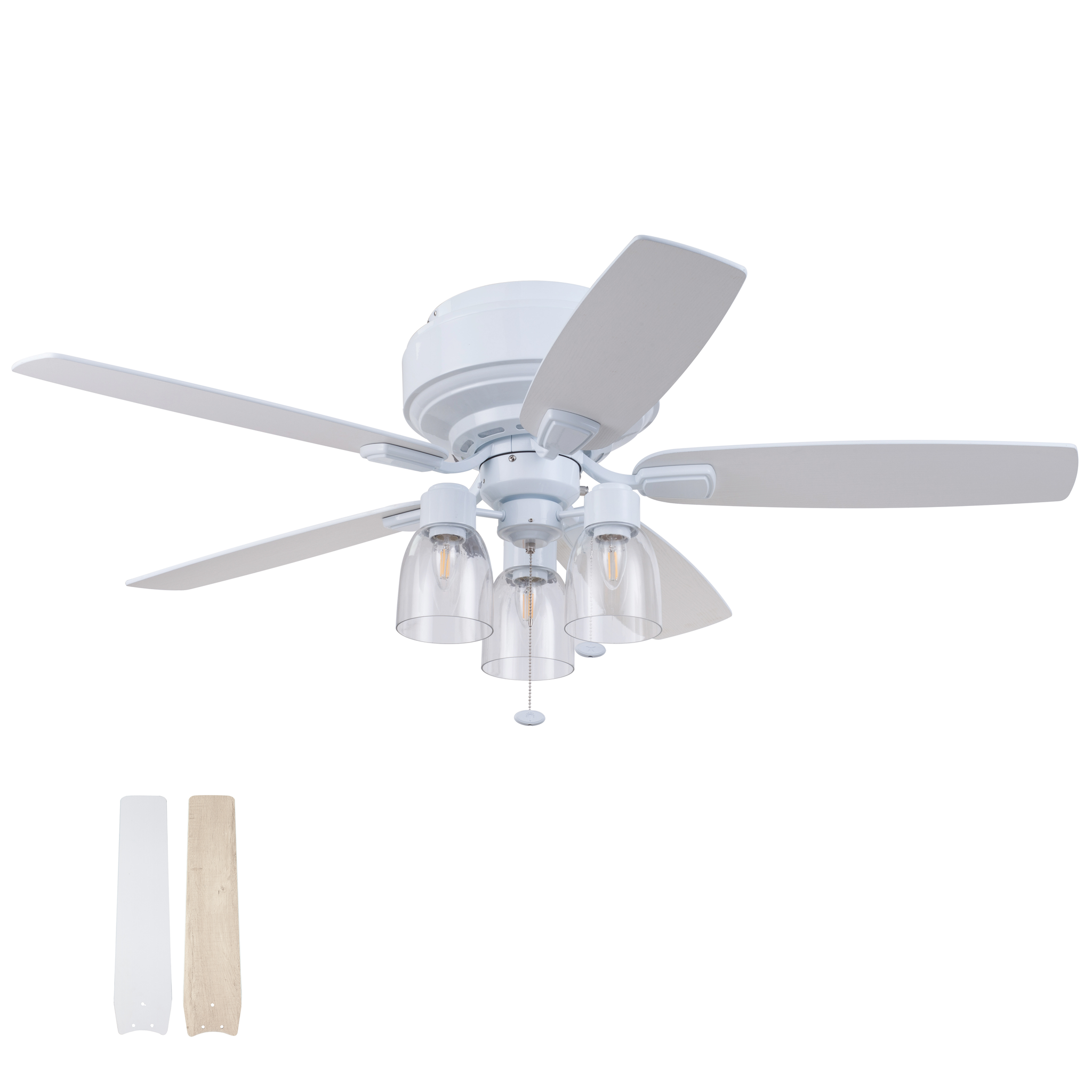 52 Inch Magonia, White, Pull Chain, Ceiling Fan by Prominence Home
