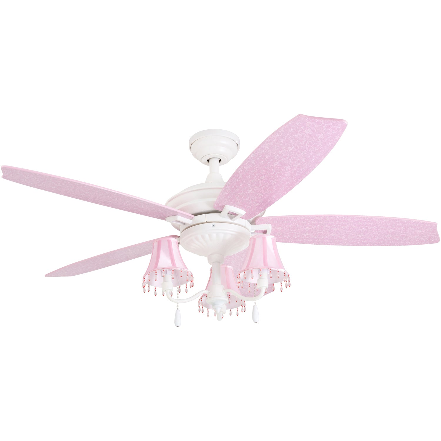48 Inch Elsa White Pink Pull Chain Ceiling Fan Prominence Home