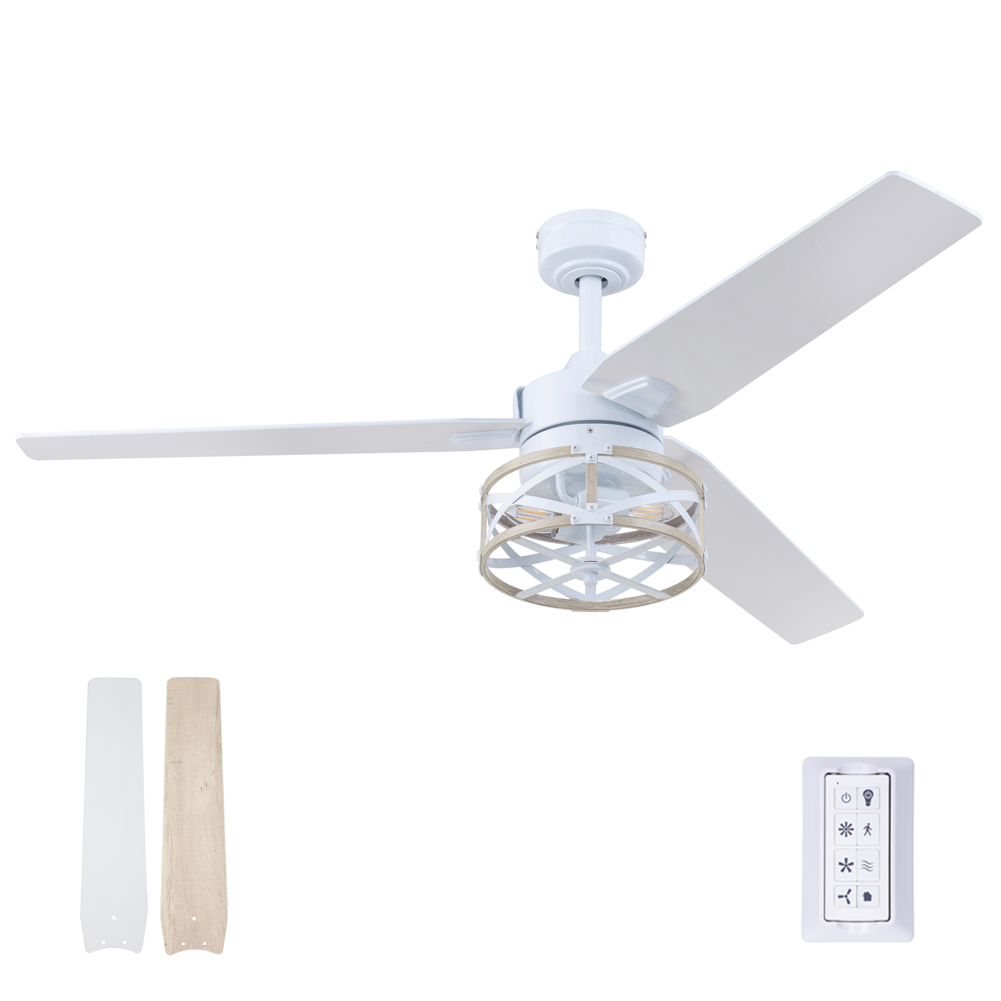 52 Inch Thedas, White, Remote Control, Ceiling Fan by Prominence Home
