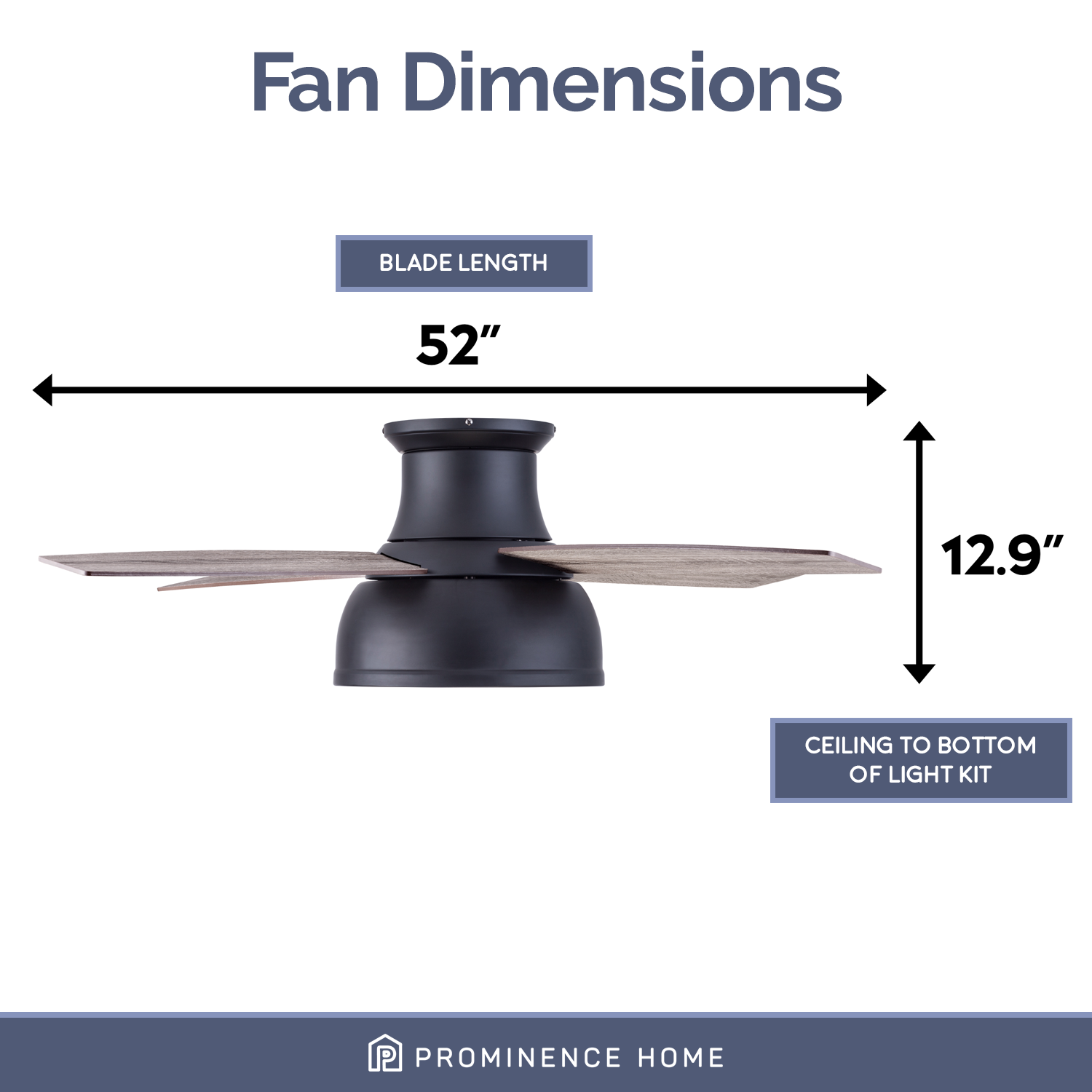 52 Inch Edora, Matte Black, Remote Control, Ceiling Fan by Prominence Home