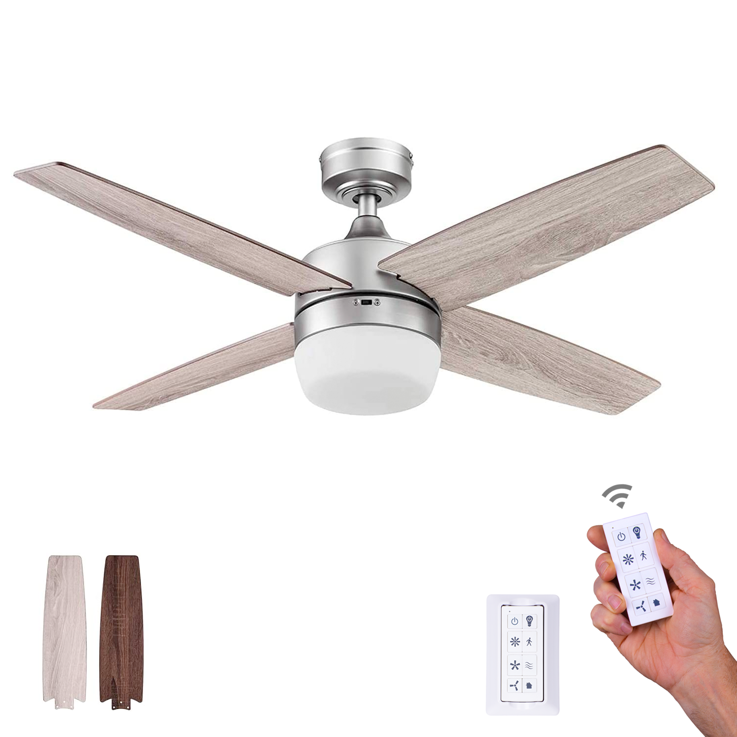 44 Inch Atlas, Pewter, Remote Control, Ceiling Fan by Prominence Home