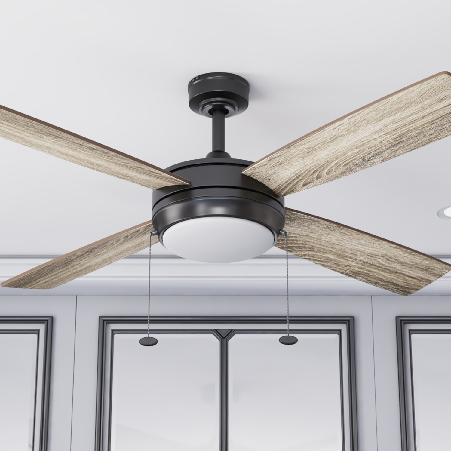 52 Inch Kailani, Matte Black, Pull Chain, Ceiling Fan by Prominence Home