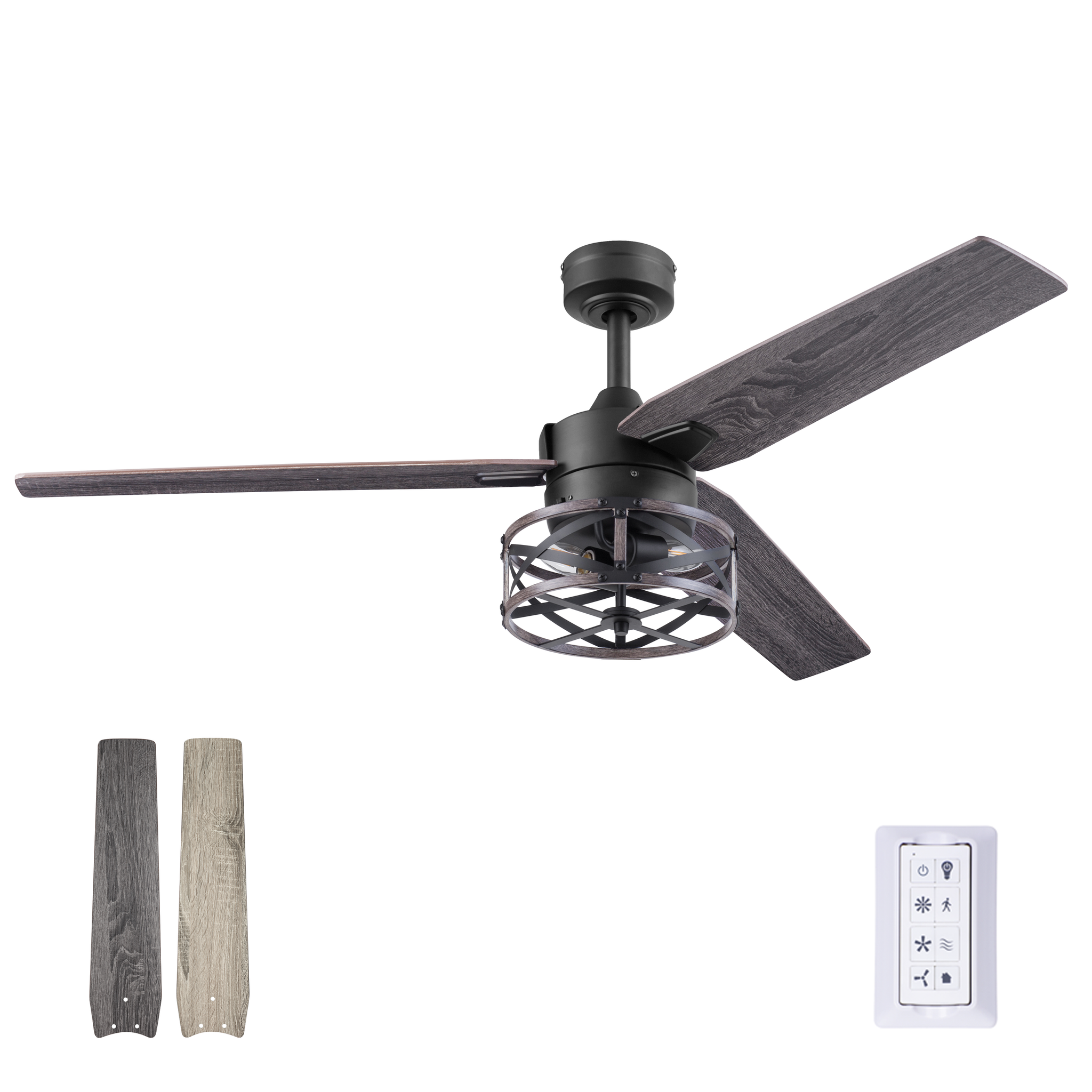 52 Inch Thedas, Matte Black, Remote Control, Ceiling Fan by Prominence Home