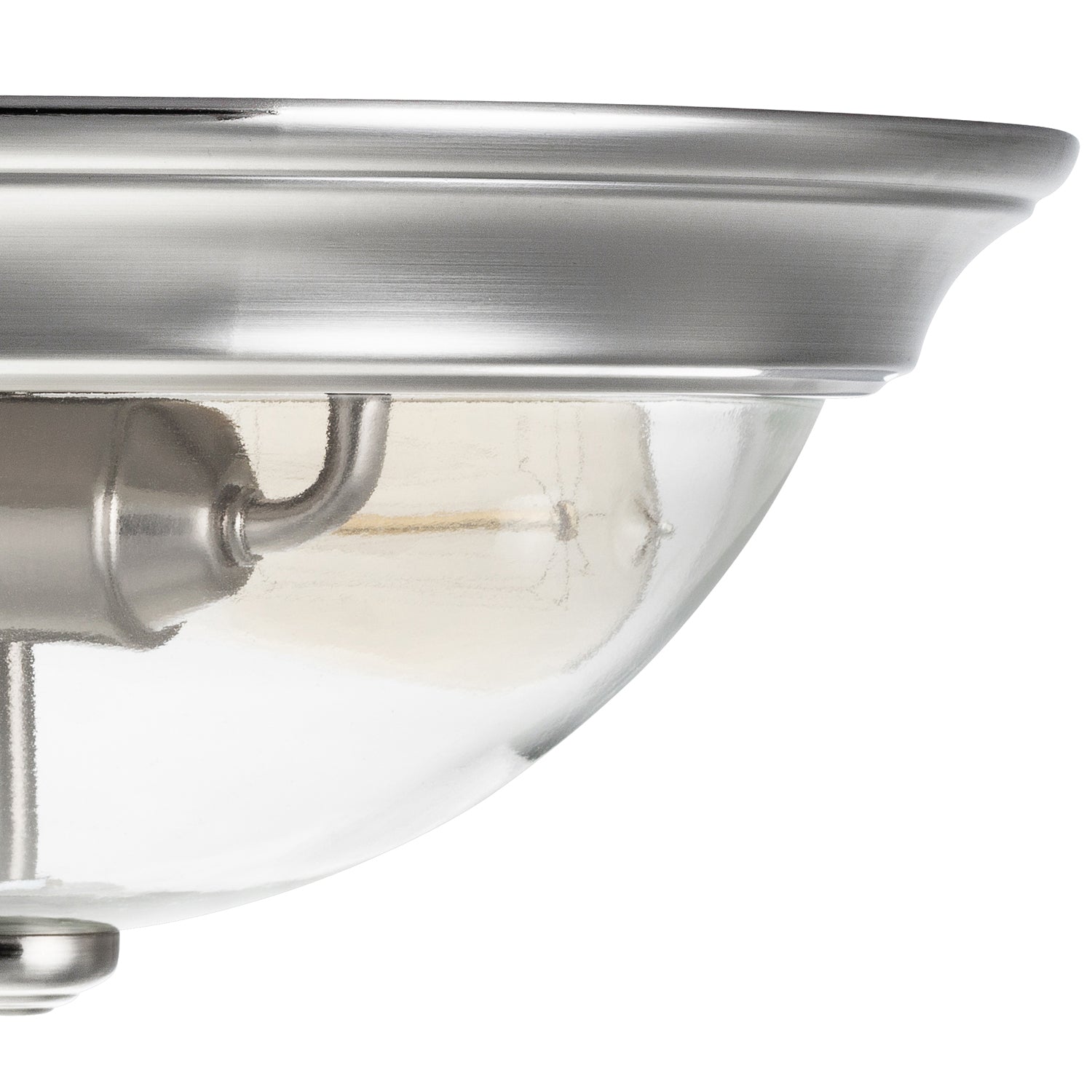 13 Inch Designer Series Flush Mount, Bowl Light, Clear Glass, Brushed Nickel by Prominence Home