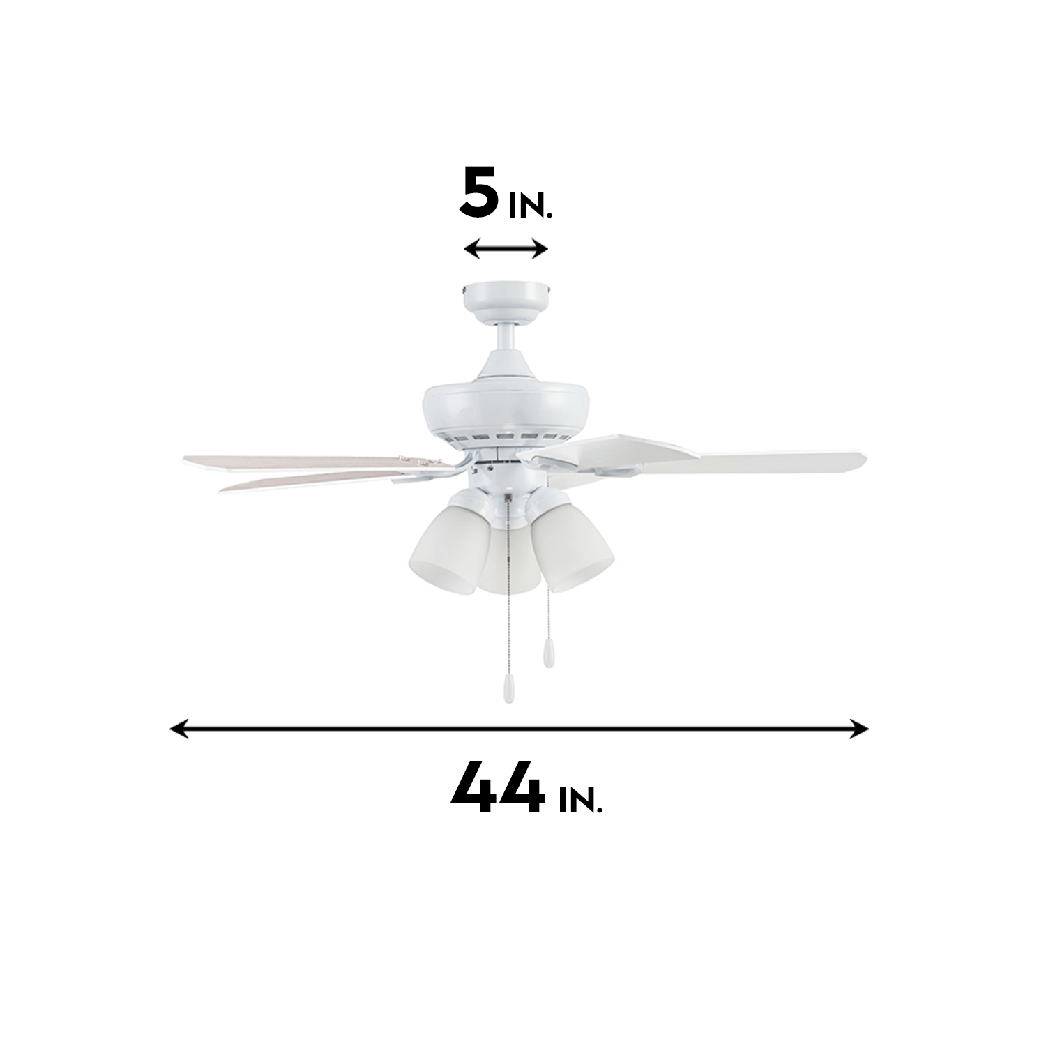 44 Inch Miller Park, White, Pull Chain, Ceiling Fan by Prominence Home