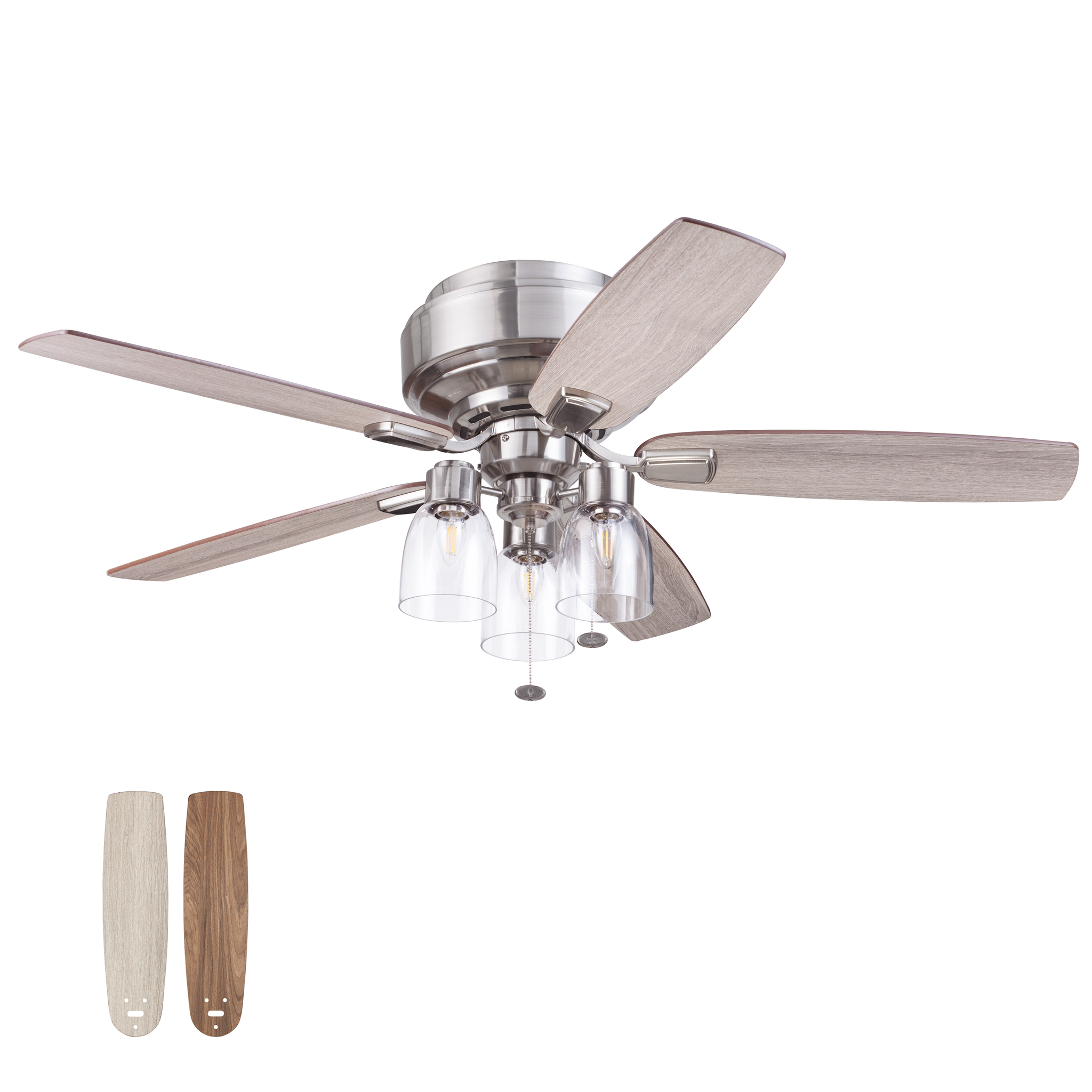 52 Inch Magonia, Brushed Nickel, Pull Chain, Ceiling Fan by Prominence Home